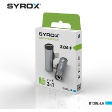 Syrox DT30L-LA  2'in 1'i Hem Şarj Hem  Aux Ses/Çift Giriş iphone Lightning+3.5mm Aux Ses Dönüştürücü