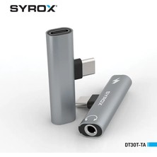 Syrox DT30T-TA  2'in 1'i Hem Şarj Hem Aux Ses 3.5 mm /Çift Giriş Type-C+Aux 3.5 mm Ses Dönüştürücü