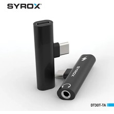 Syrox DT30T-TA  2'in 1'i Hem Şarj Hem Aux Ses 3.5 mm /Çift Giriş Type-C+Aux 3.5 mm Ses Dönüştürücü