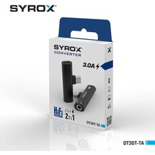 Syrox DT30T-TA  2'in 1'i Hem Şarj Hem Aux Ses 3.5 mm /Çift Giriş Type-C+Aux 3.5 mm Ses Dönüştürücü