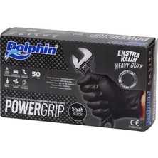 Dolphin Powergrıp Pudrasız Siyah Nitril Eldiven (Xl) Ekstra Kalın - 50 Adet