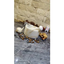 Marble Center Özel Seri Beyaz - Altın Mermer Havan Sarımsak Döveceği %100 Mermer