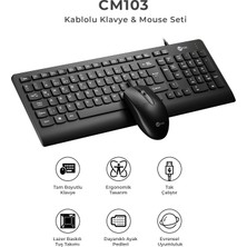 Lecoo CM103 USB Kablolu Türkçe Q Klavye & Mouse Set Siyah