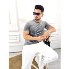 Elku Moda T-Shirt Slim Fit T-Shirt Dar Kesim Kadife T-Shirt