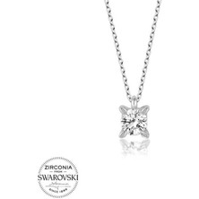Serra Jewels Swarovski Taşlı Gümüş Tektaş Bayan Kolye