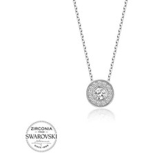 Serra Jewels Swarovski Taşlı Gümüş Çember Tektaş Bayan Kolye