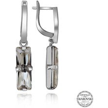 Serra Jewels Swarovski Crystal Taşlı Gümüş Beyaz Baget Sallantılı Kadın Küpe