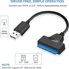 Liscop USB 2.0 - Sata 22PIN Adaptör Bakır Tel Çekirdek ve Abs Kablo HDD SSD Harici Sabit Disk Dönüştürücü Tel 2,5 Inç SSD Uygulayın (Yurt Dışından)