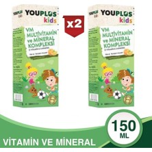 Youplus Kids Vm Multivitamin Ve Mineral Kompleksi 150 Ml 2 Adet