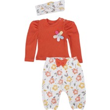 Bebelop Kız Bebek Çiçek Baskılı Fiyonk Detay Boneli 2'li Alt Üst Takım