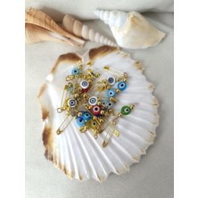 10 Adet 0.8 mm Yassı Maşallahlık Iğneli Cam Karışık Renkli Nazar Boncuğu