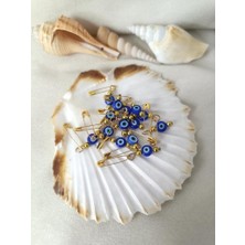 10 Adet 0.8 mm Yassı Mavi Maşallahlık Iğneli Cam Nazar Boncuğu