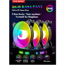 Coolmoon 12CM Rgb Kasa Fanı Işıklı Renkli Fan 6 Pin Bağlantı