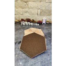 Marble Center Kırmızı Traverten 6gen Doğal Taş Tencere Altlığı  - Tava Altlığı - Nihale - Çaydanlık Altlığı 3 Adet