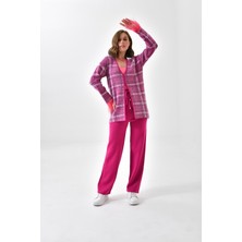 Garmi Ftz Women Kadın Kuş Tüyü Detaylı Pantolonlu Takım Fuşya