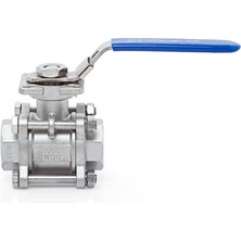 Unox 3 Parçalı Tepe Flanşlı Paslanmaz Dişli Küresel Vana 3"