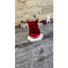 Marble Center Mermer Bardak Altlığı 6lı Set Altıgen Beyaz