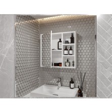 Yare Beyaz Aynalı Banyo Dolap 65'