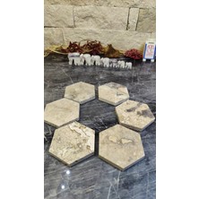 Marble Center Mermer Bardak Altlığı 6lı Set Altıgen Bej 7.5cm