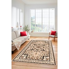 Evdeya Dijital Kaymaz Yıkanabilir Klasik Desen Yolluk Mutfak Salon Halısı, Klasik-10-Siyah,