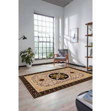 Evdeya Renkli Klasik Motifli Dijital Kaymaz Yıkanabilir Yolluk Mutfak Salon Halısı, Klasik-27-Kahve,