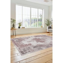 Evdeya Sade Klasik Desenli Dijital Kaymaz Yıkanabilir Yolluk Mutfak Salon Halısı, Klasik-22-Pembe,