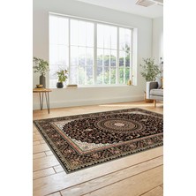 Evdeya Klasik Desenli Dijital Kaymaz Yıkanabilir Yolluk Mutfak Koridor Salon Halısı, Klasik-21-Siyah,