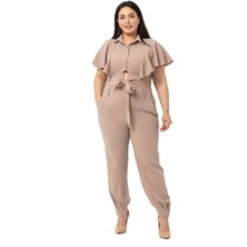 Disentis Modest Büyük Beden Crop Gömlek Pantolon Vizon Ikili Takım