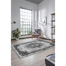 Evdeya Çiçekli Klasik Motifli Dijital Kaymaz Yıkanabilir Yolluk Mutfak Salon Halısı, Klasik-29-Gri,