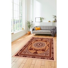 Evdeya Modern Klasik Desen Dijital Kaymaz Taban Yıkanabilir Yolluk Mutfak Salon Halısı, Klasik-17-Bordo,