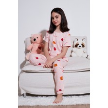 Lela % 100 Pamuk Bisiklet Yaka Kısa Kollu Pijama Takımı Kız Çocuk Pijama Takımı 6651002