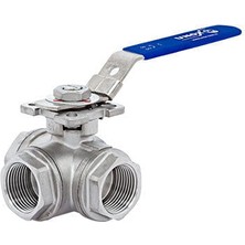 Unox 3 Yollu Tepe Flanşlı T Port Paslanmaz Dişli Küresel Vana 1/2"