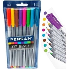 Pensan Tükenmez Kalem Renkli 8'li