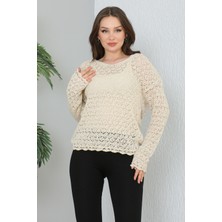 Zirve Ajurlu V Yaka Kadın Triko Kazak