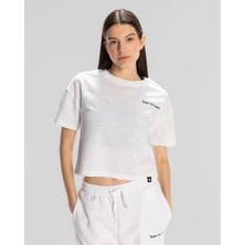 Kappa Kadın Beyaz Yuvarlak Yaka T-Shirt Authentic Jessa Rahat Kesim Günlük Kullanım