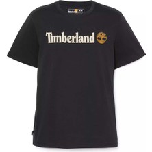 Timberland Linear Logo Erkek Siyah Yuvarlak Yaka Tişört
