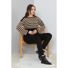 Zirve Renk Geçişli Ajurlu Triko Crop