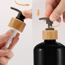 Xiaobaoyu Bottle-C-Matte Boş Şampuan Şişesi Bambu Pompa Şampuan Dispenseri Şişe Vücut Yıkama Losyonu El Sabunu Dağıtma Şişesi Banyo Sabunluk (Yurt Dışından)