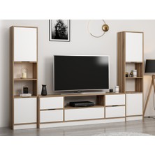 Minar Elina Set 5 Tv Ünitesi + 2k Kitaplık - Dore/beyaz