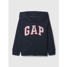 Gap Kız Bebek Lacivert Gap Logo Fermuarlı Fransız Havlu Kumaş Sweatshirt