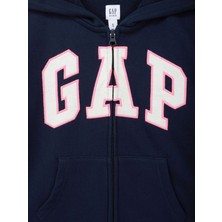 Gap Kız Çocuk Lacivert Gap Logo Fransız Havlu Kumaş Sweatshirt