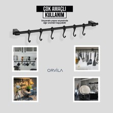 Orvila Siyah Metal Mutfak ve Banyo Askısı 6 Kancalı Askı Demiri 56 cm Çubuk