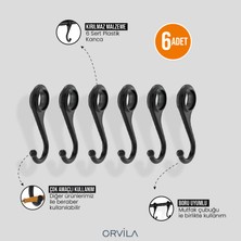 Orvila Siyah Metal Mutfak ve Banyo Askısı 6 Kancalı Askı Demiri 56 cm Çubuk