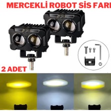 Furens Robot Sis Farı 2 Adet Sarı – Beyaz 50W Motosiklet Off Road Atv Utv Araba Uyumlu Baykuş Sis