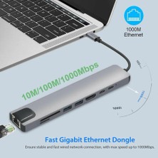 Alfa MEC 8’i 1 Arada Type-C To USB 4K HDMI RJ45 Ethernet 87W Pd Şarj Sd/tf Kart Okuyucu Hub Dönüştürücü