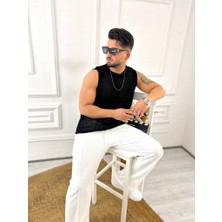 Elku Moda T-Shirt Nefes Alabilen Terletmez Pamuklu Fileli T-Shirt Oversize T-Shirt Sıfır Kol T-Shirt