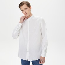 Nautica Erkek Beyaz Classic Fit Keten Gömlek W45457T.1BW