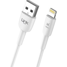 Linktech K606 USB - Iph Lightning 3A 2mt Şarj Kablosu Beyaz