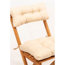 Rual Bahçe Balkon Dolgulu Sandalye Minderi Sırt Dayamalı 2'li Minder 40X40 cm Krem Su Geçirmez Kumaş(SADECE MİNDER)
