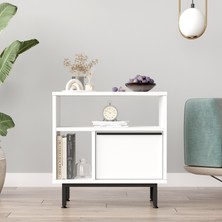 L'occi Concept Leena Yan Sehpa Komodin Kapaklı Metal Ayaklı Beyaz La6-W